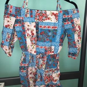 cute floral off the shoulder romper